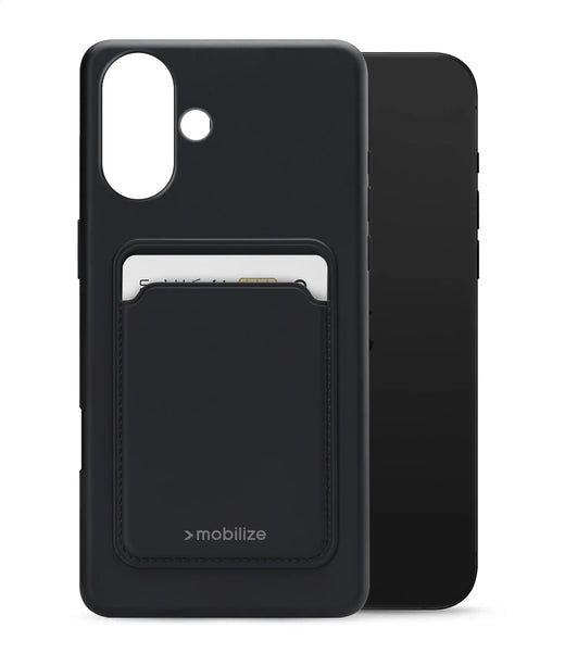 Mobilize Rubber Gelly Card Case Apple Iphone 16 Matt Black - Essentify