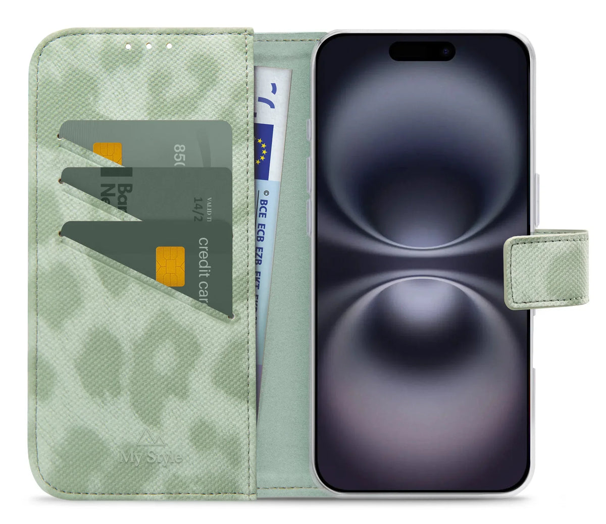 My Style Flex Wallet For Apple Iphone 16 Plus Green Leopard - Essentify