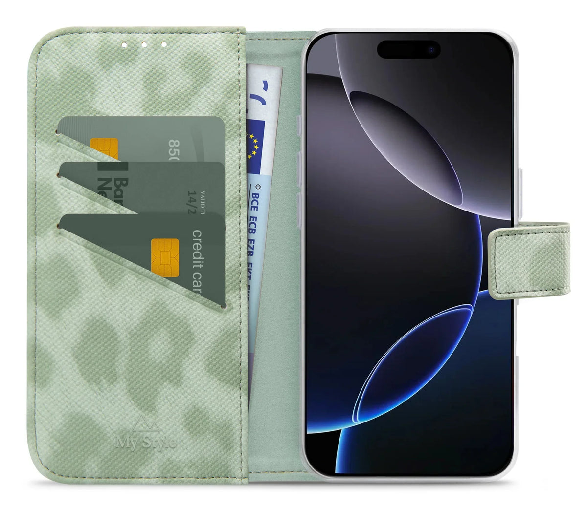 My Style Flex Wallet For Apple Iphone 16 Pro Max Green Leopard - Essentify