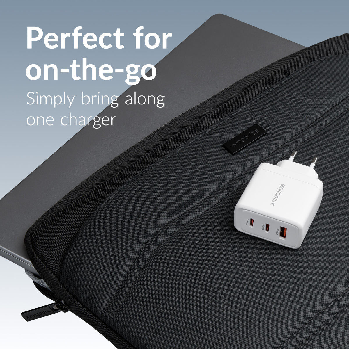 Mobilize Wall Charger 2X Usb-C + 1X Usb Gan 65W With Pd/Pps White