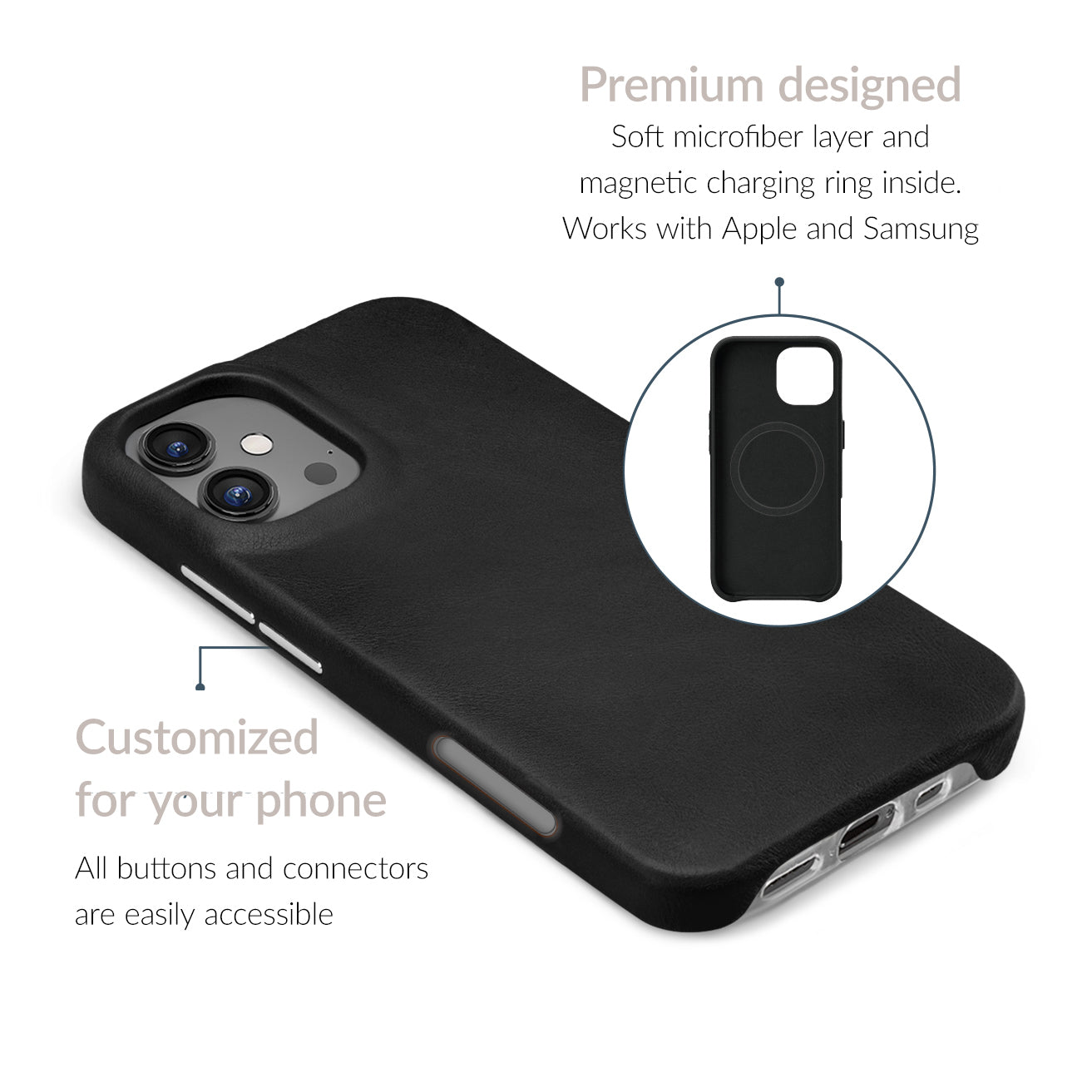 Mobilize Magsafe Compatible Premium Leather Case Apple Iphone 16 Black