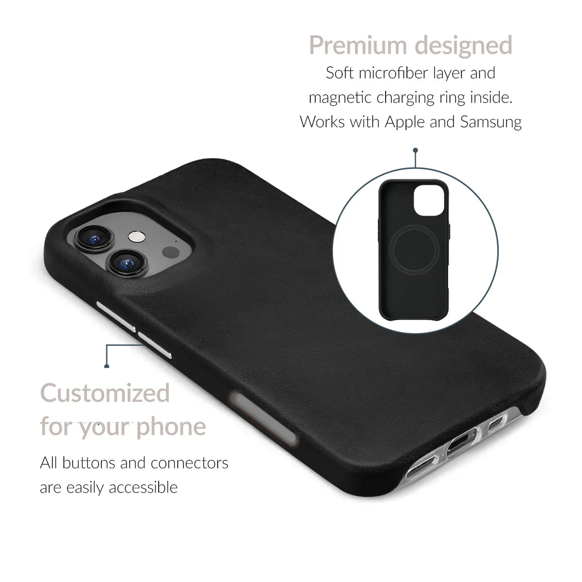 Mobilize Magsafe Compatible Premium Leather Case Apple Iphone 16 Black - Essentify