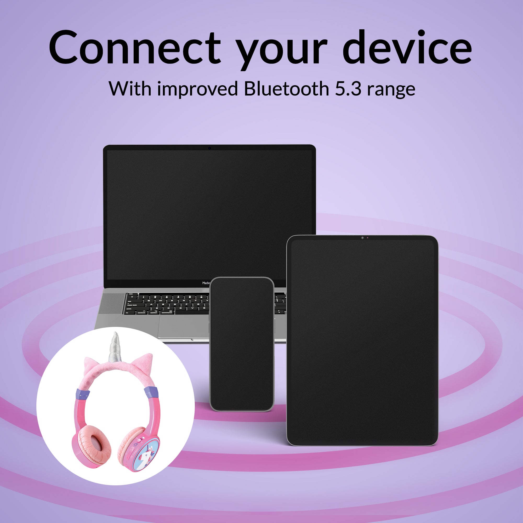 Mobilize Wireless/Wired Over Ear Kids Headphone 85Db Unicorn