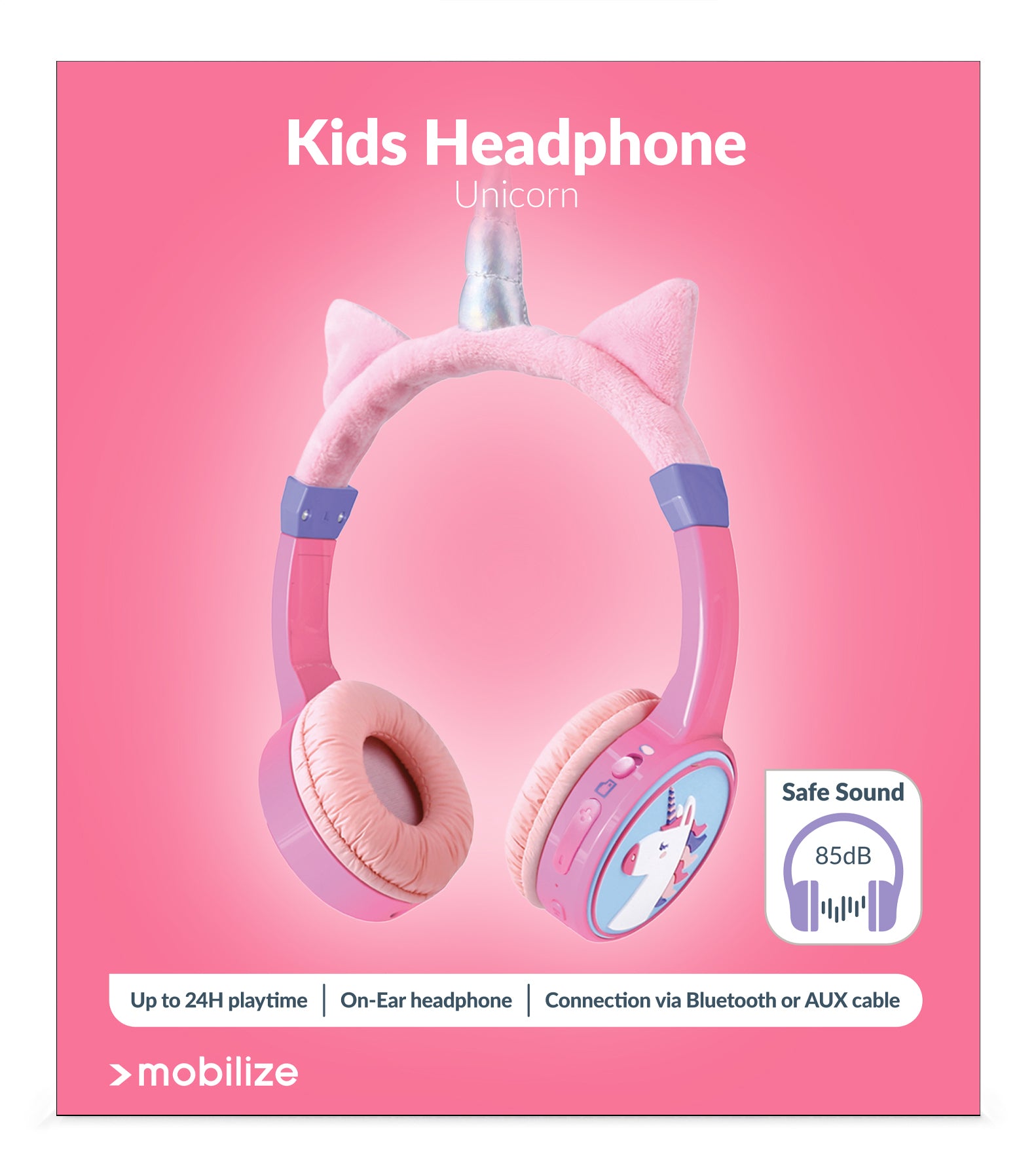 Mobilize Wireless/Wired Over Ear Kids Headphone 85Db Unicorn