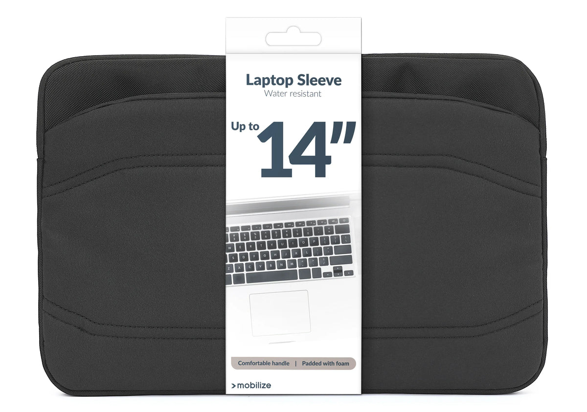 Mobilize Waterresistant Laptop Sleeve Up To 14Inch Black - Essentify