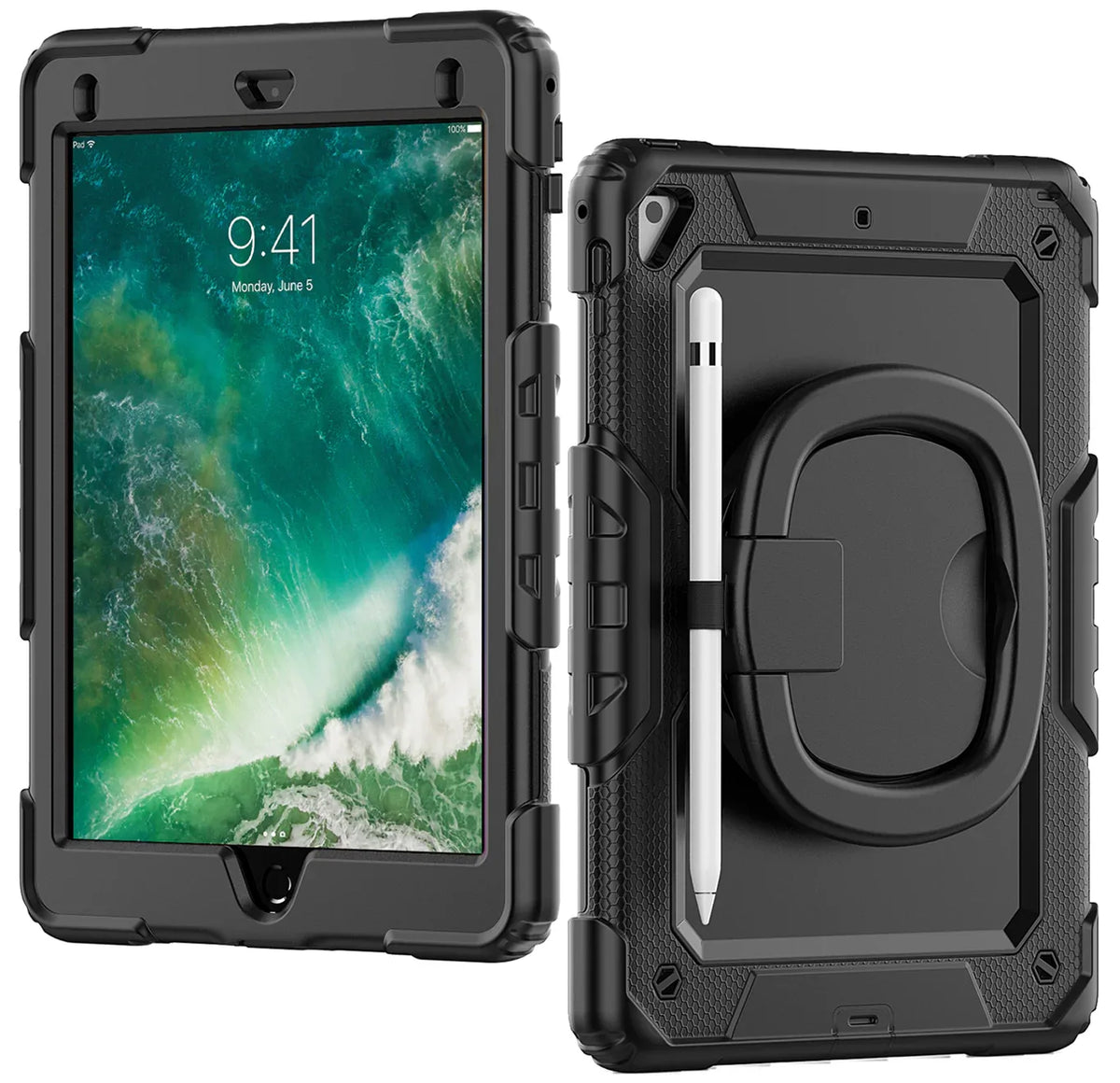 Mobilize Rotating Defender Case Stand Function For Apple Ipad 9.7 (17/18)/Air/Air 2/Pro 9.7 Black - Essentify
