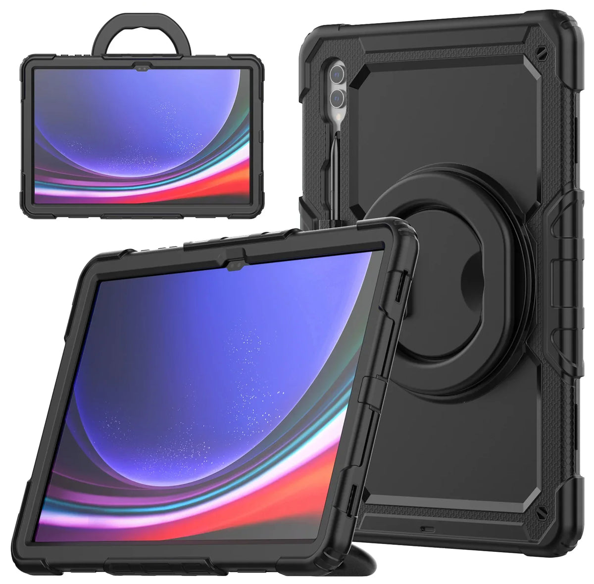 Mobilize Rotating Defender Case Stand Function For Samsung Galaxy Tab S9 Ultra/S10 Ultra 14.6 Black - Essentify