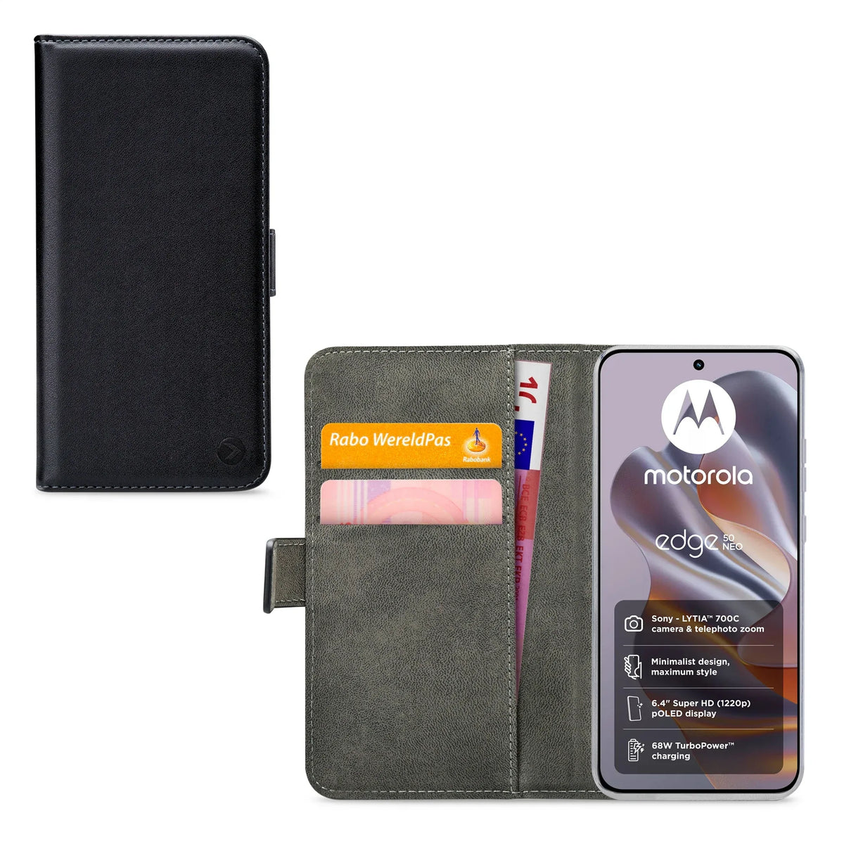 Mobilize Classic Gelly Wallet Book Case Motorola Edge 50 Neo Black - Essentify