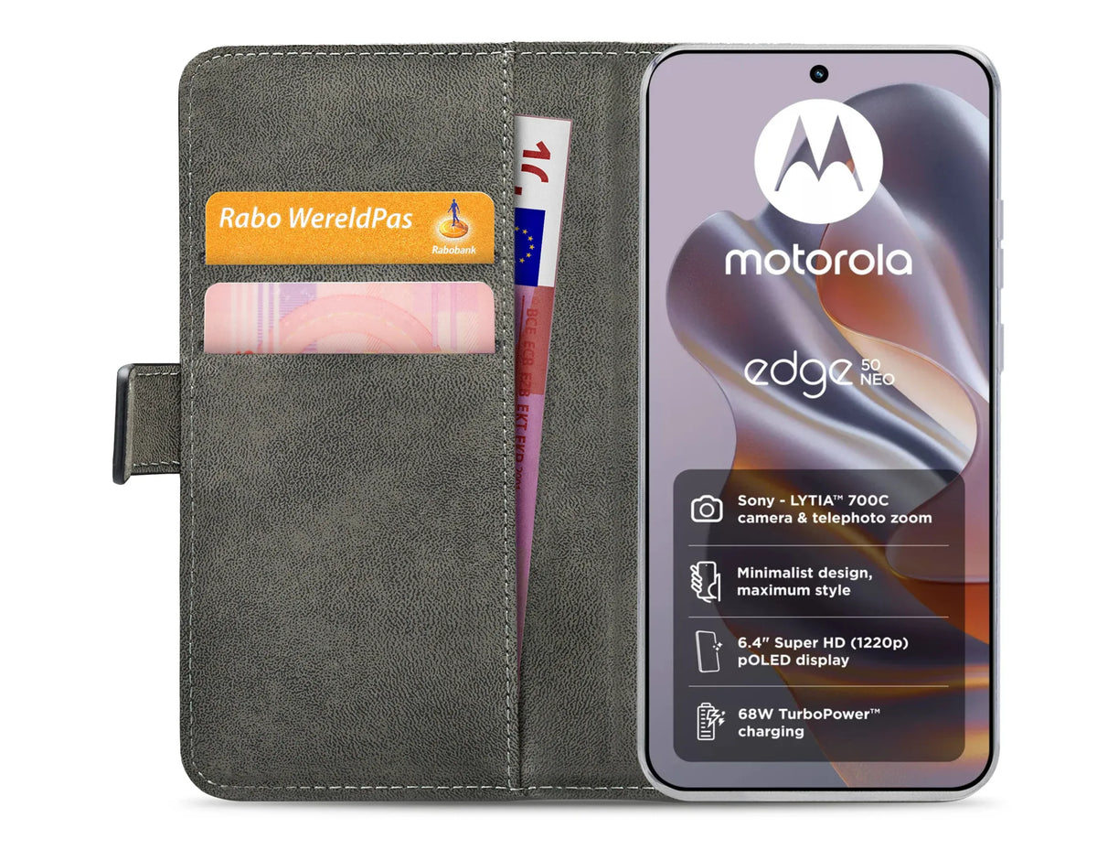 Mobilize Classic Gelly Wallet Book Case Motorola Edge 50 Neo Black - Essentify