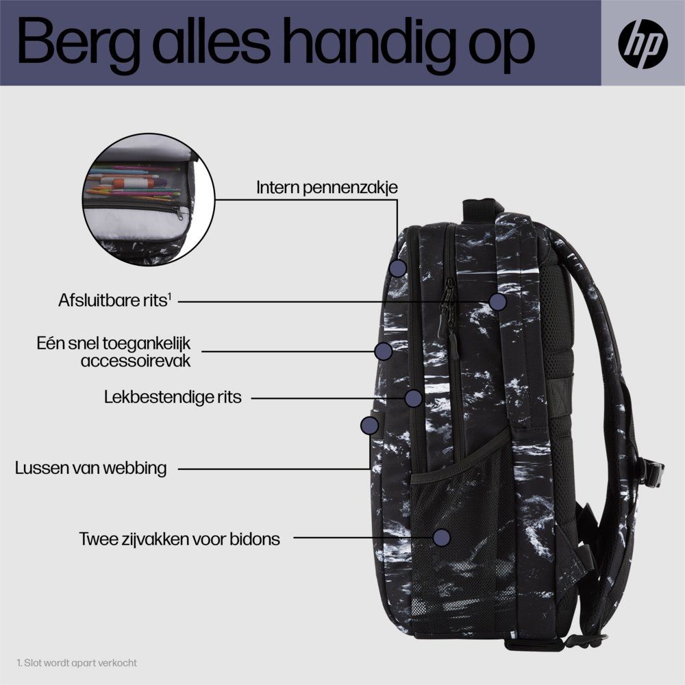 HP Campus XL Rugzak – Marble Stone | 16 inch Laptopvak | 20L Inhoud