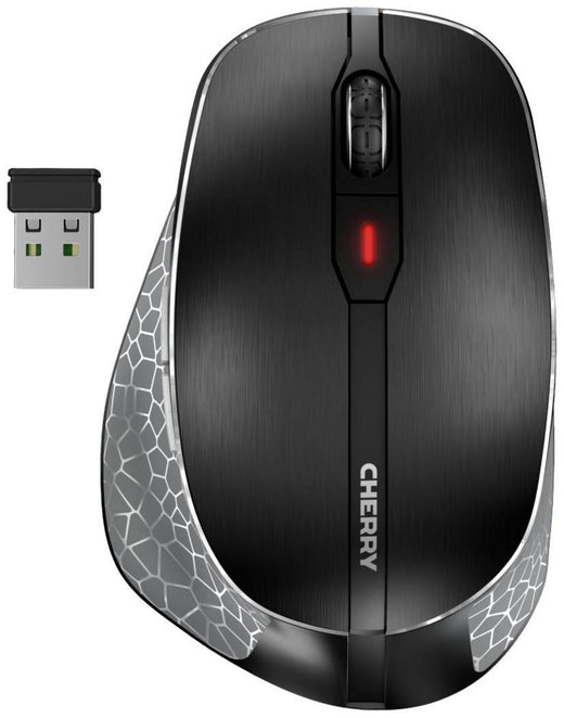 Cherry MW 8C Ergo | Ergonomische Draadloze Muis | Links- en Rechtshandig | RF + Bluetooth | 3200 DPI | Zwart/Grijs - Essentify