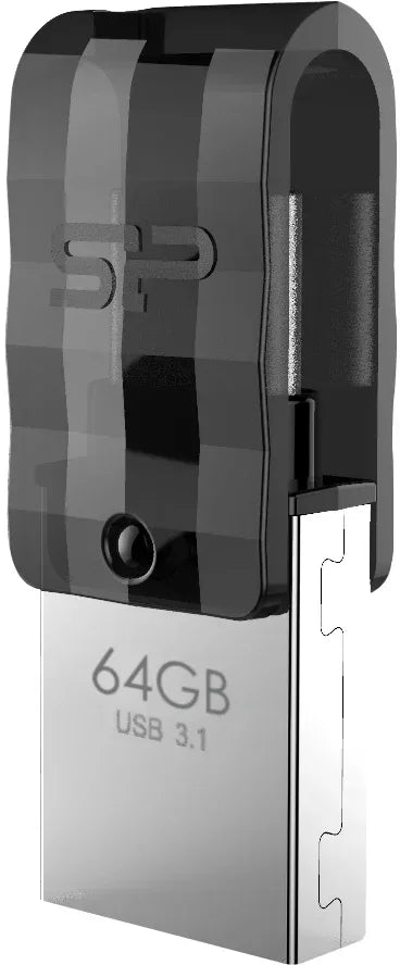 Silicon Power C31 Dual Usb Pendrive Mobile 64Gb Usb-C Black - Essentify