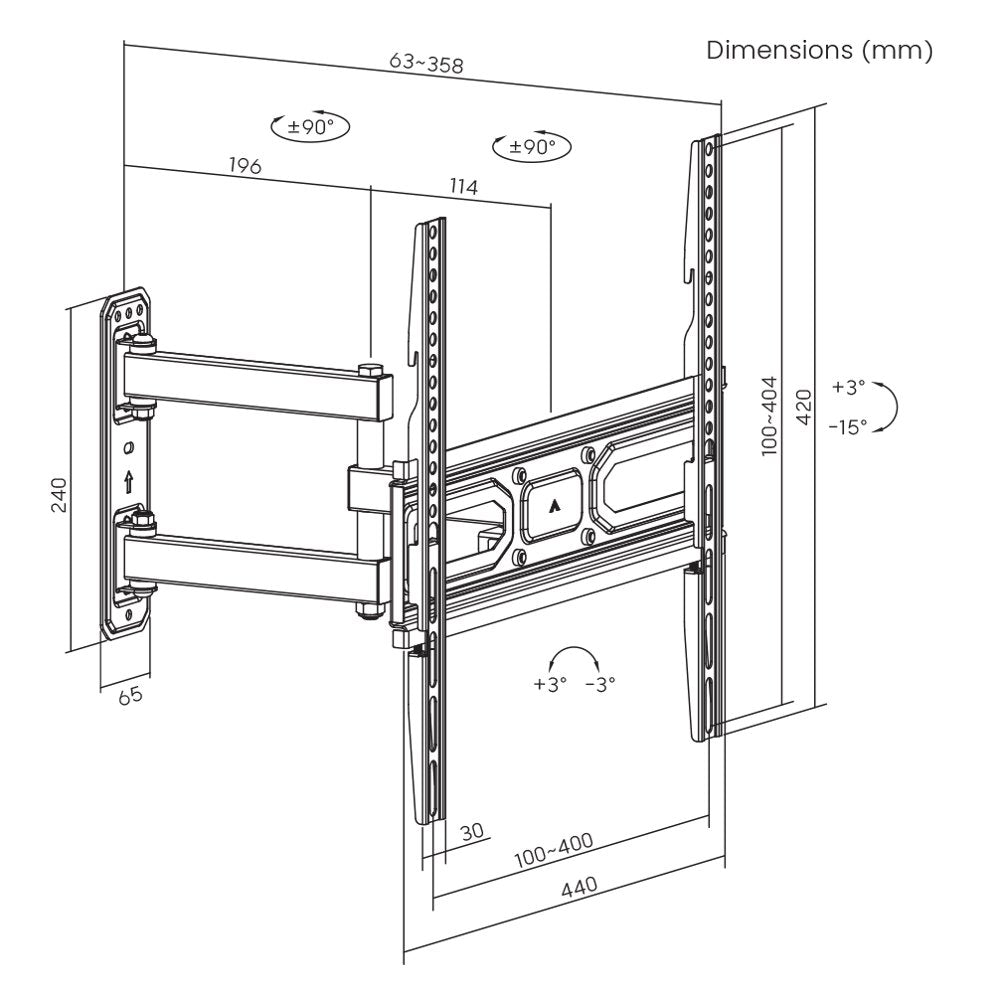 SBOX PLB-3644-2 | TV-beugel | 32-55" | Max 35kg | VESA 400x400