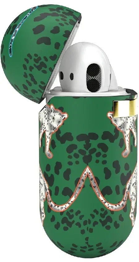 Richmond & Finch Freedom Series Apple Airpod Green Leopard/Gold - Essentify
