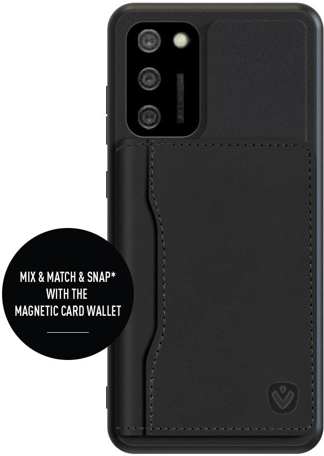 Valenta Leather Back Cover Snap Samsung Galaxy A02S Black - Essentify