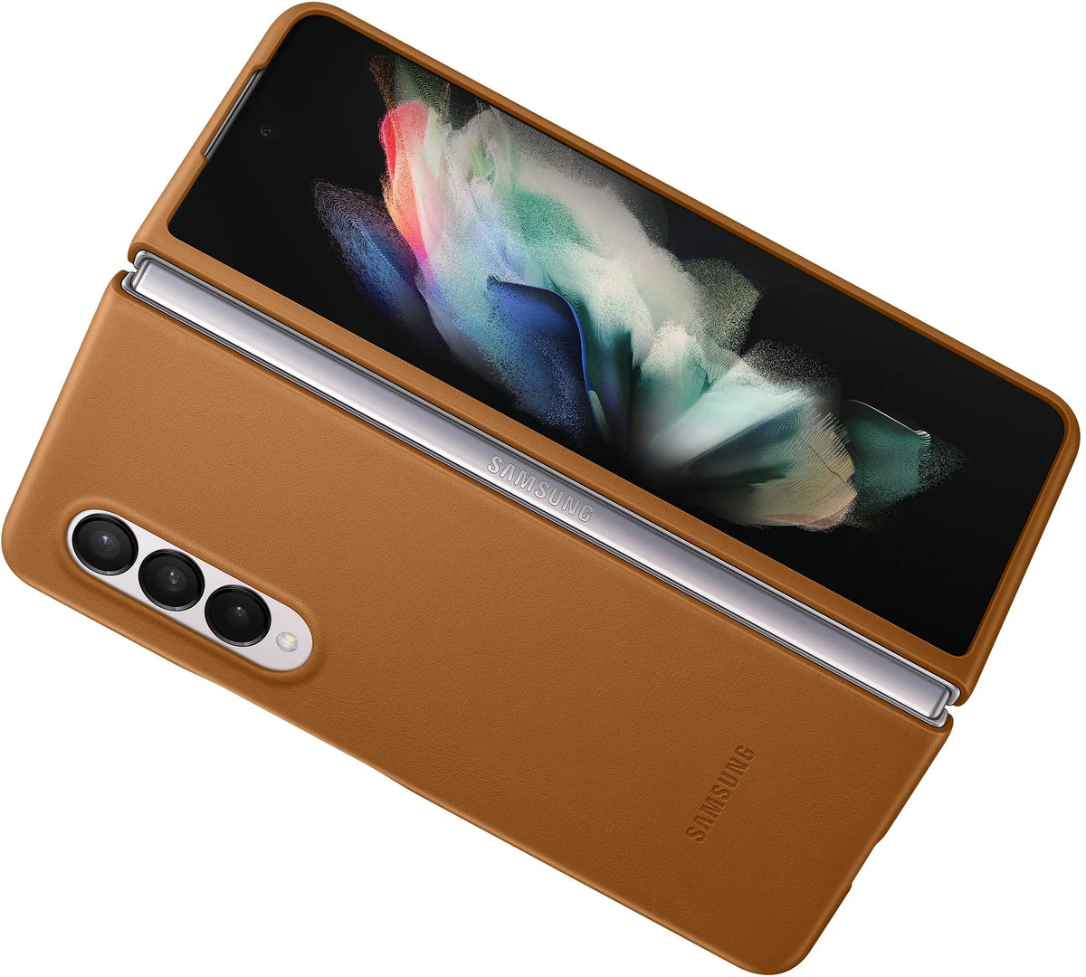 Samsung Leather Cover Galaxy Z Fold3 Camel - Essentify