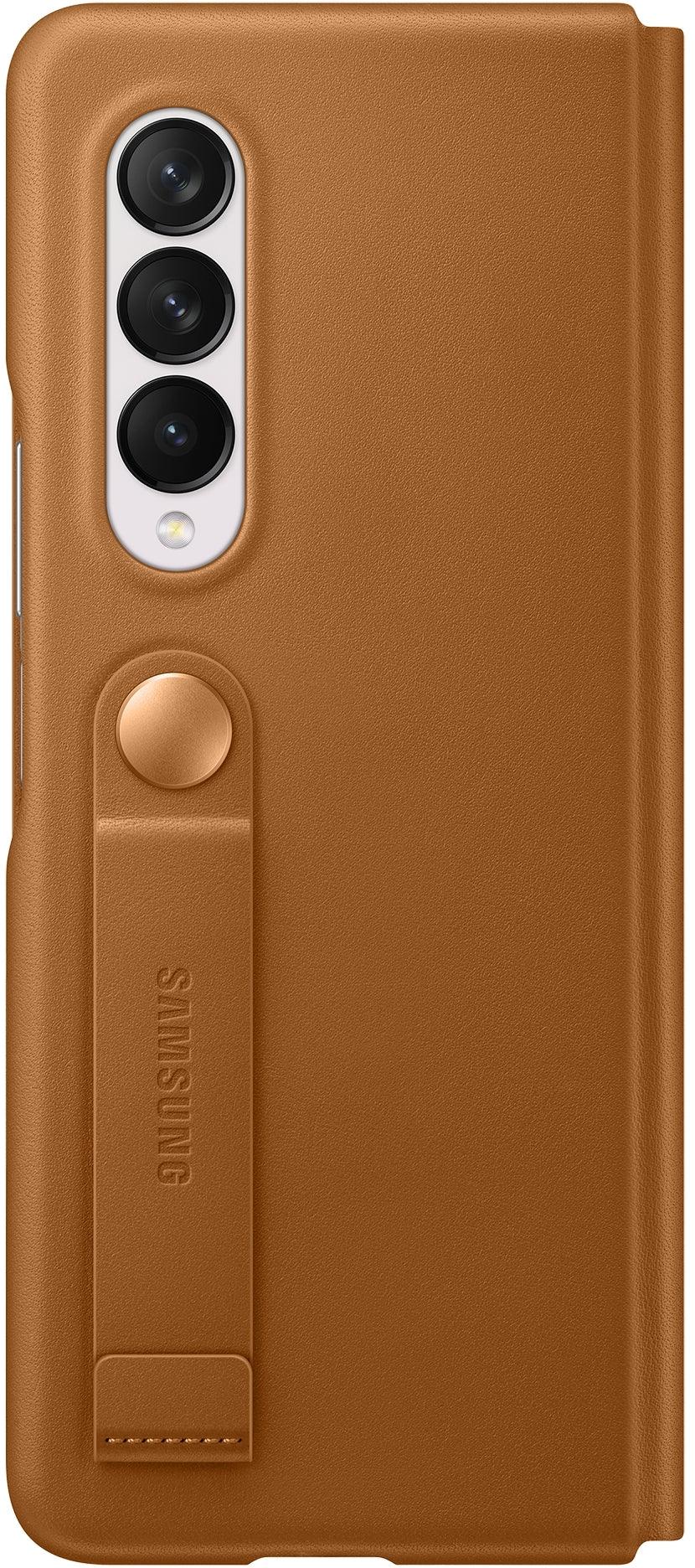Samsung Leather Flip Cover Galaxy Z Fold3 Camel - Essentify