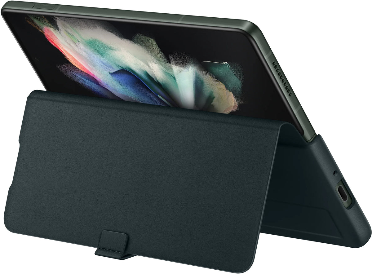 Samsung Leather Flip Cover Galaxy Z Fold3 Green - Essentify