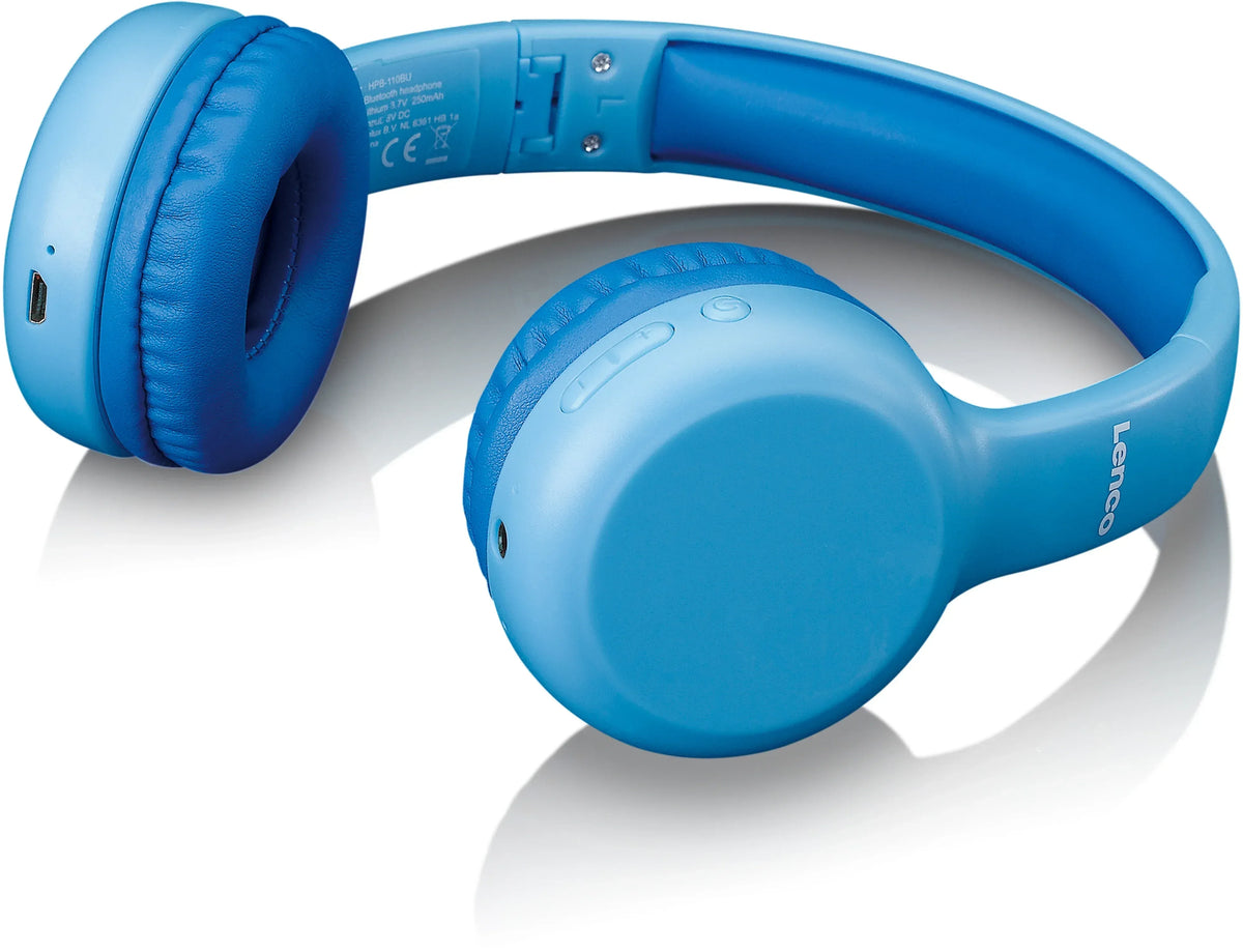 Lenco On-Ear Stereo Bluetooth Headset For Kids Blue - Essentify