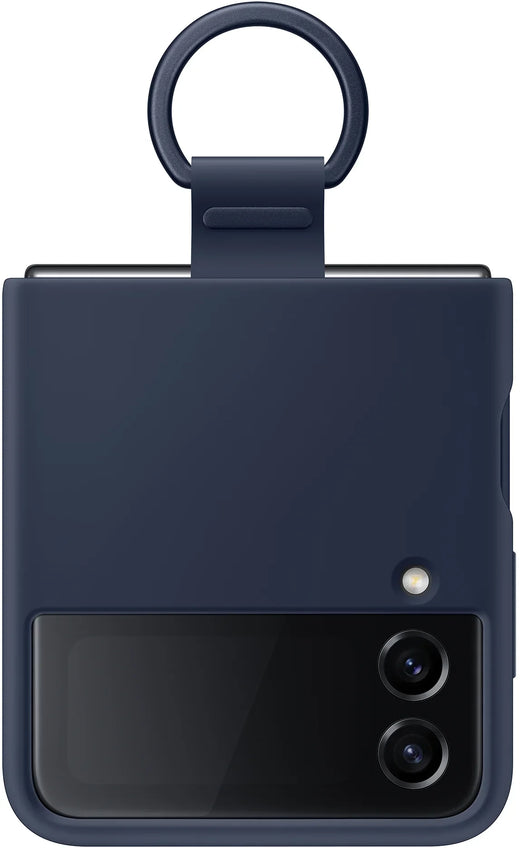 Samsung Silicone Cover With Ring Galaxy Z Flip4 Navy - Essentify