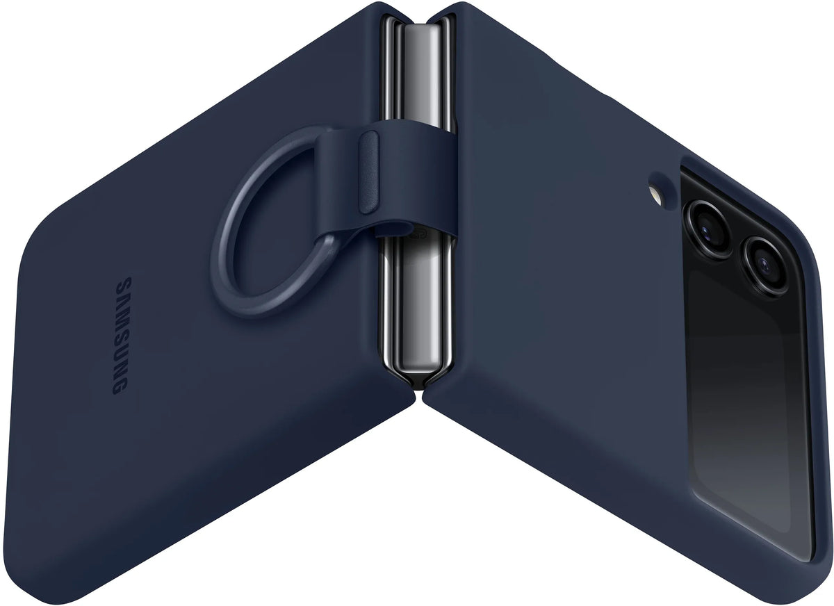 Samsung Silicone Cover With Ring Galaxy Z Flip4 Navy - Essentify