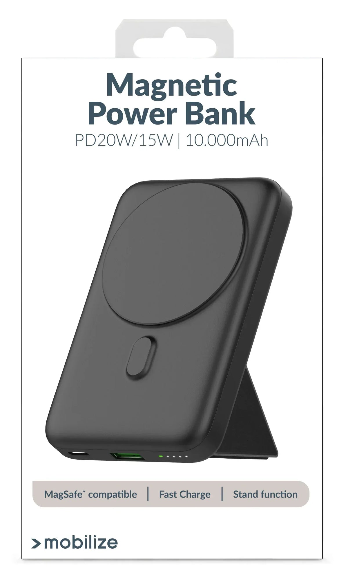 Mobilize Magnetic Wireless Magsafe Compatible Pd Stand Power Bank 10000Mah 15W Black - Essentify