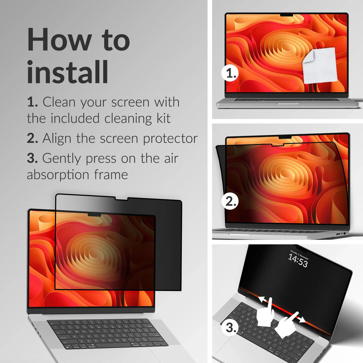 Mobilize Privacy Screen Protector For Apple Macbook Air 13.6Inch (2022 - 2024) - Essentify