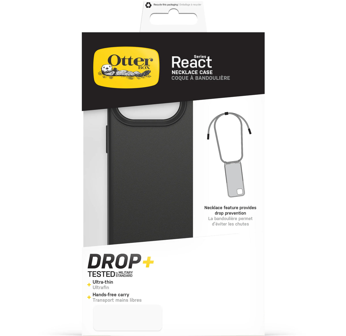 Otterbox React Series Necklace Magsafe Apple Iphone 15 Pro Max Black - Essentify