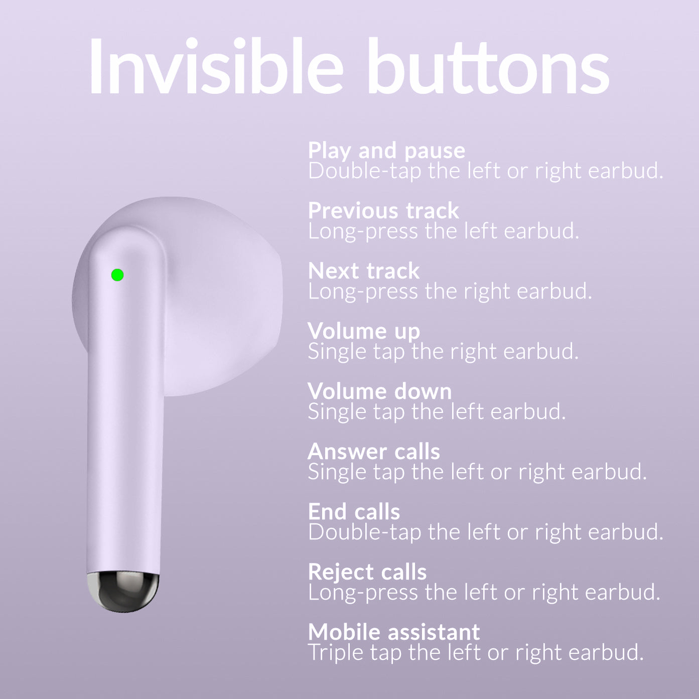 Mobilize Tws Earbuds Pastel Purple