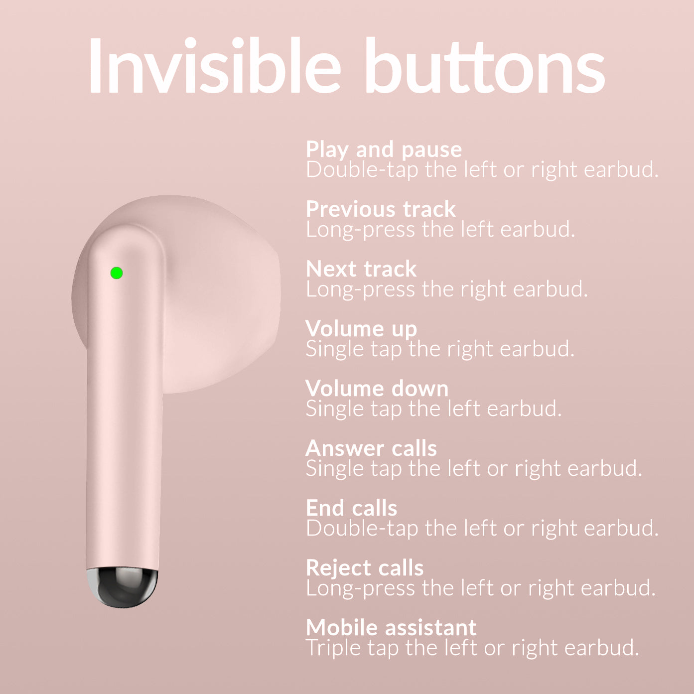 Mobilize Tws Earbuds Pastel Pink