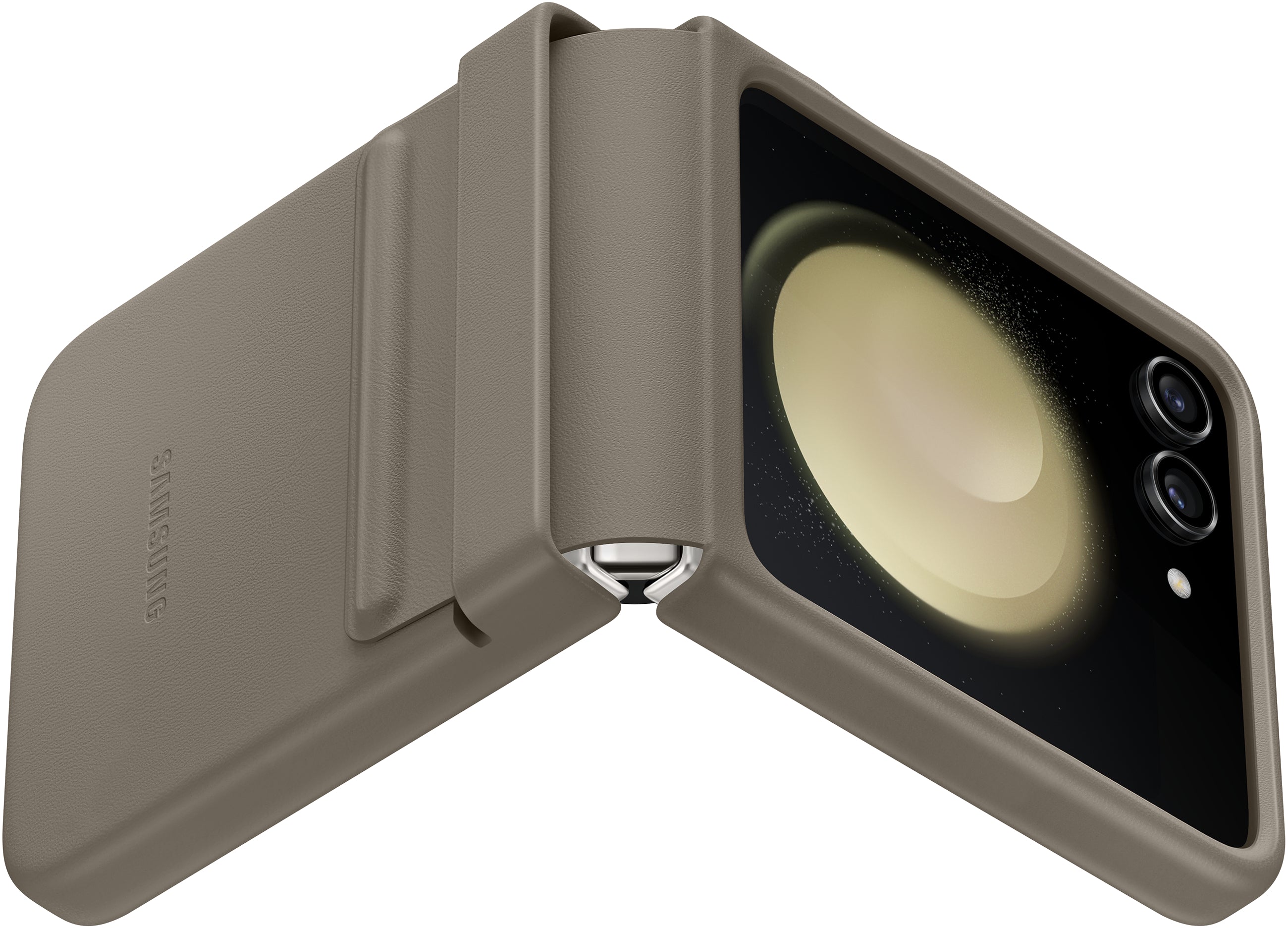 Samsung Ef-Vf731Paegww Samsung Flap Vegan Leather Case Galaxy Z Flip5 Etoupe