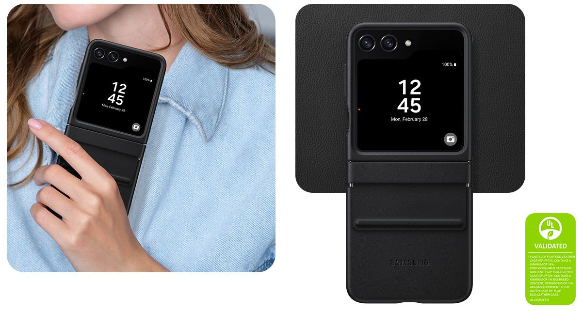 Samsung Ef-Vf731Pbegww Samsung Flap Vegan Leather Case Galaxy Z Flip5 Black