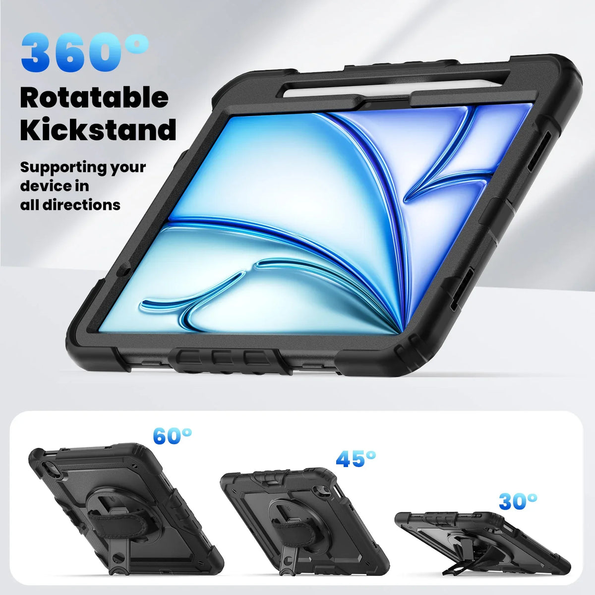 Xccess Survivor All-Round Case Apple Ipad Air 11 (2024/2025) Black (Screenless) - Essentify