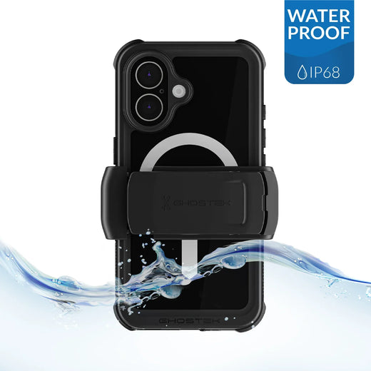 Ghostek Nautical Waterproof Magsafe Case + Belt Swivel Holster Apple Iphone 16 Black - Essentify