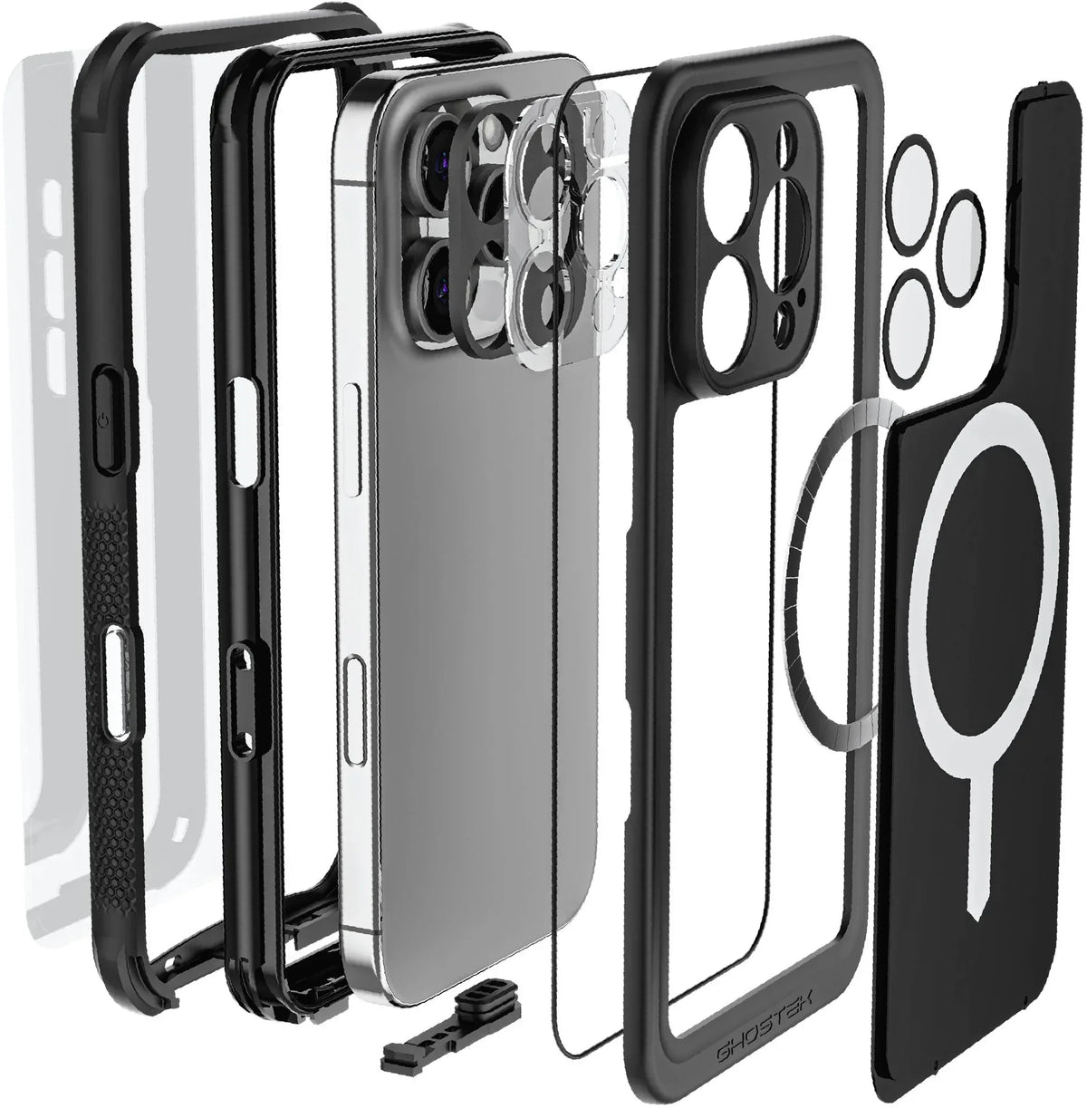 Ghostek Nautical Waterproof Magsafe Case + Belt Swivel Holster Apple Iphone 16 Pro Black - Essentify