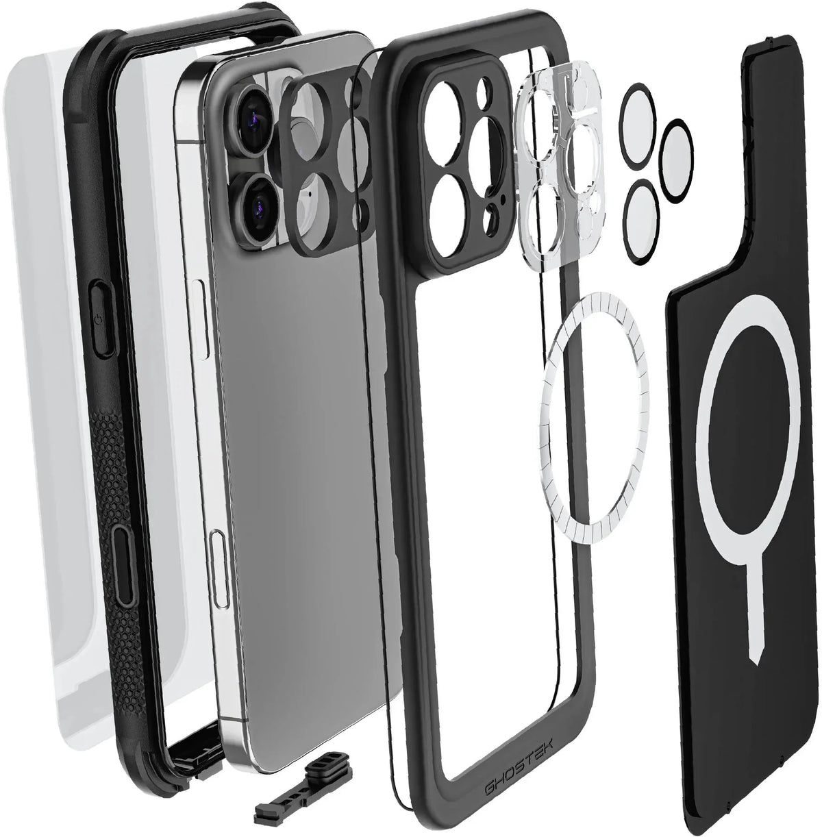 Ghostek Nautical Waterproof Magsafe Case + Belt Swivel Holster Apple Iphone 16 Pro Max Black - Essentify