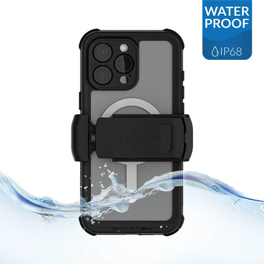 Ghostek Nautical Waterproof Magsafe Case + Belt Swivel Holster Apple Iphone 16 Pro Max Clear - Essentify
