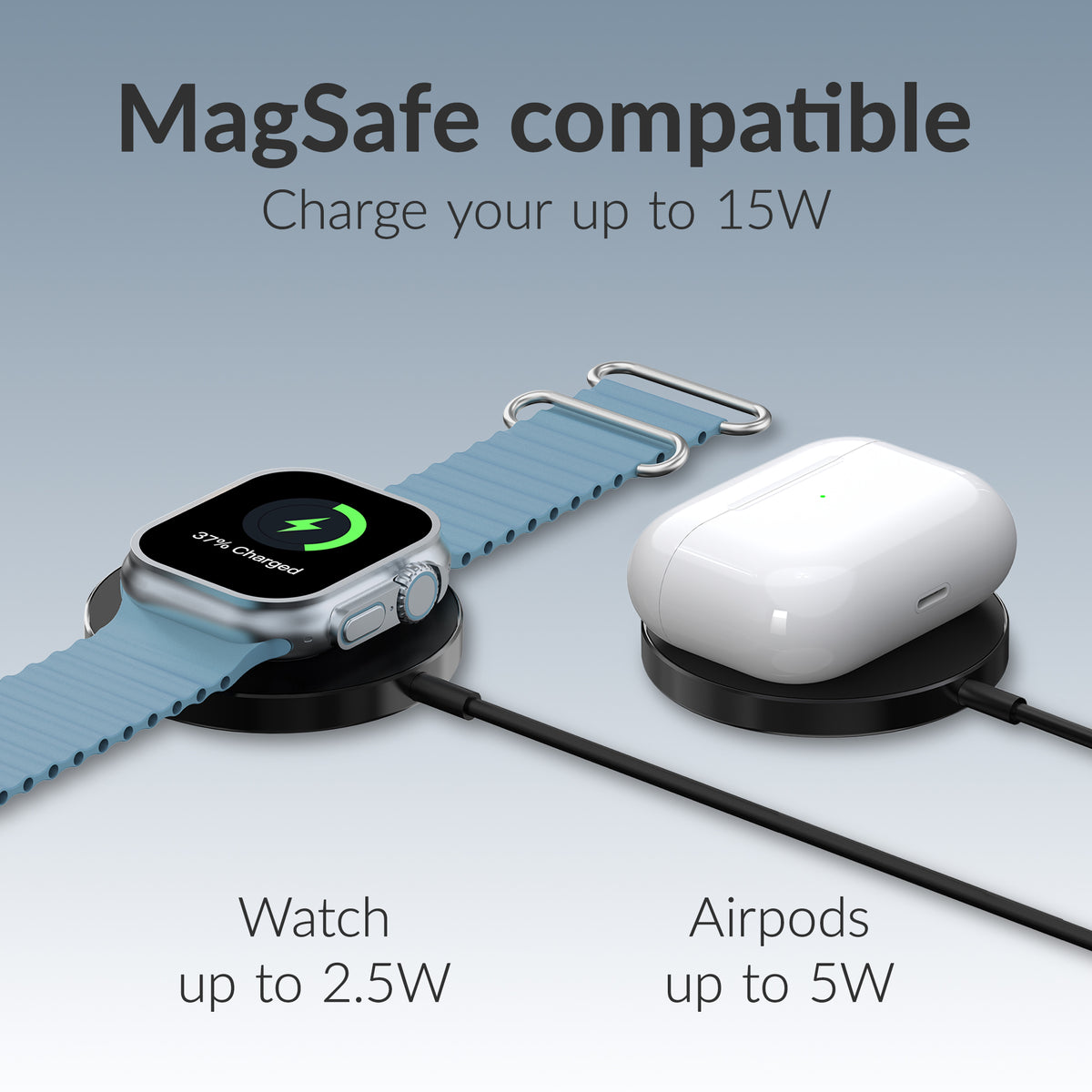 Mobilize 3In1 Magnetic Wireless Charger Magsafe Compatible 15W Black