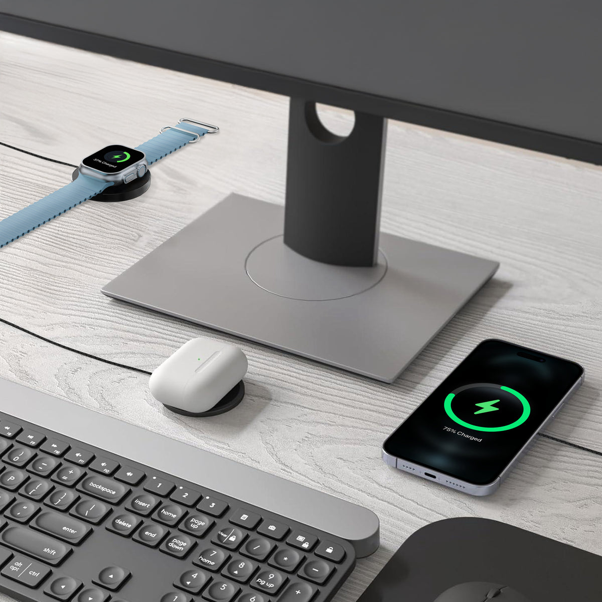Mobilize 3In1 Magnetic Wireless Charger Magsafe Compatible 15W Black
