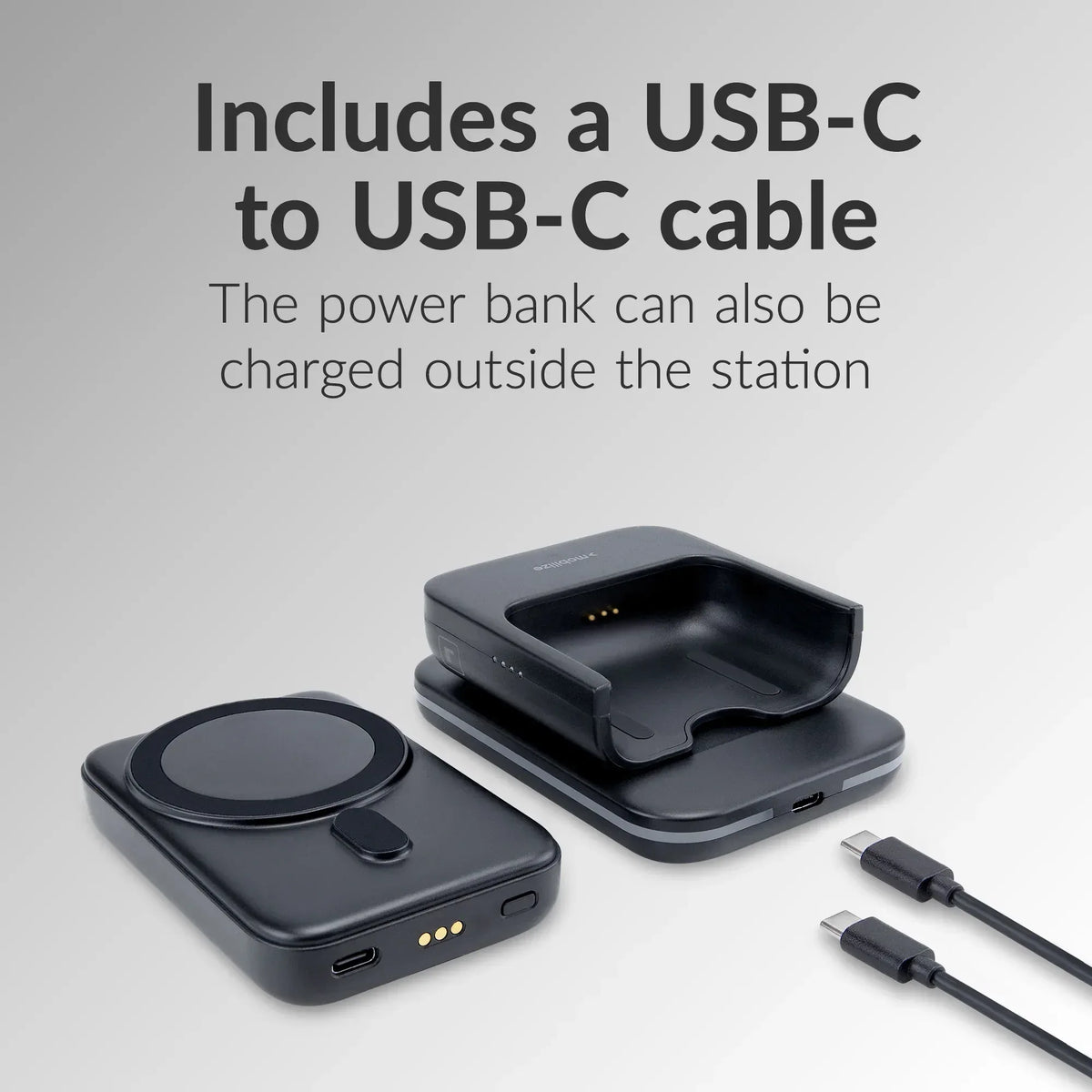 Mobilize 4In1 Wireless Charger Station With Detachable Power Bank 5000Mah Black - Essentify