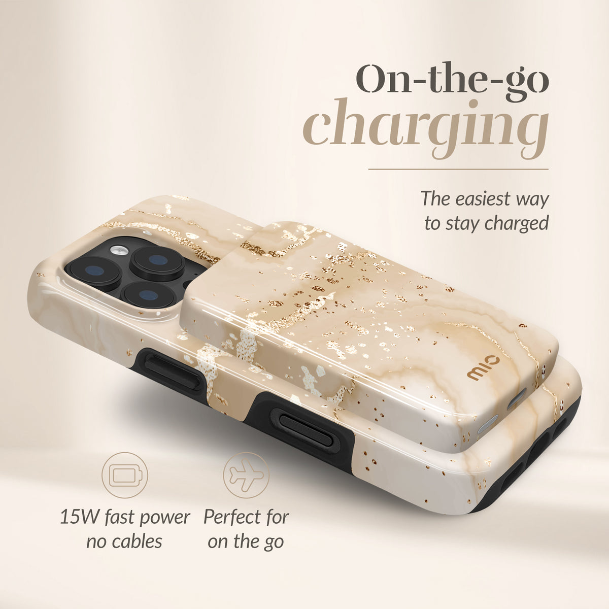 Mio By Mobilize Mio Powerbank 5000Mah With Double Sided Magsafe Compatibility Gold Marble - Glossy