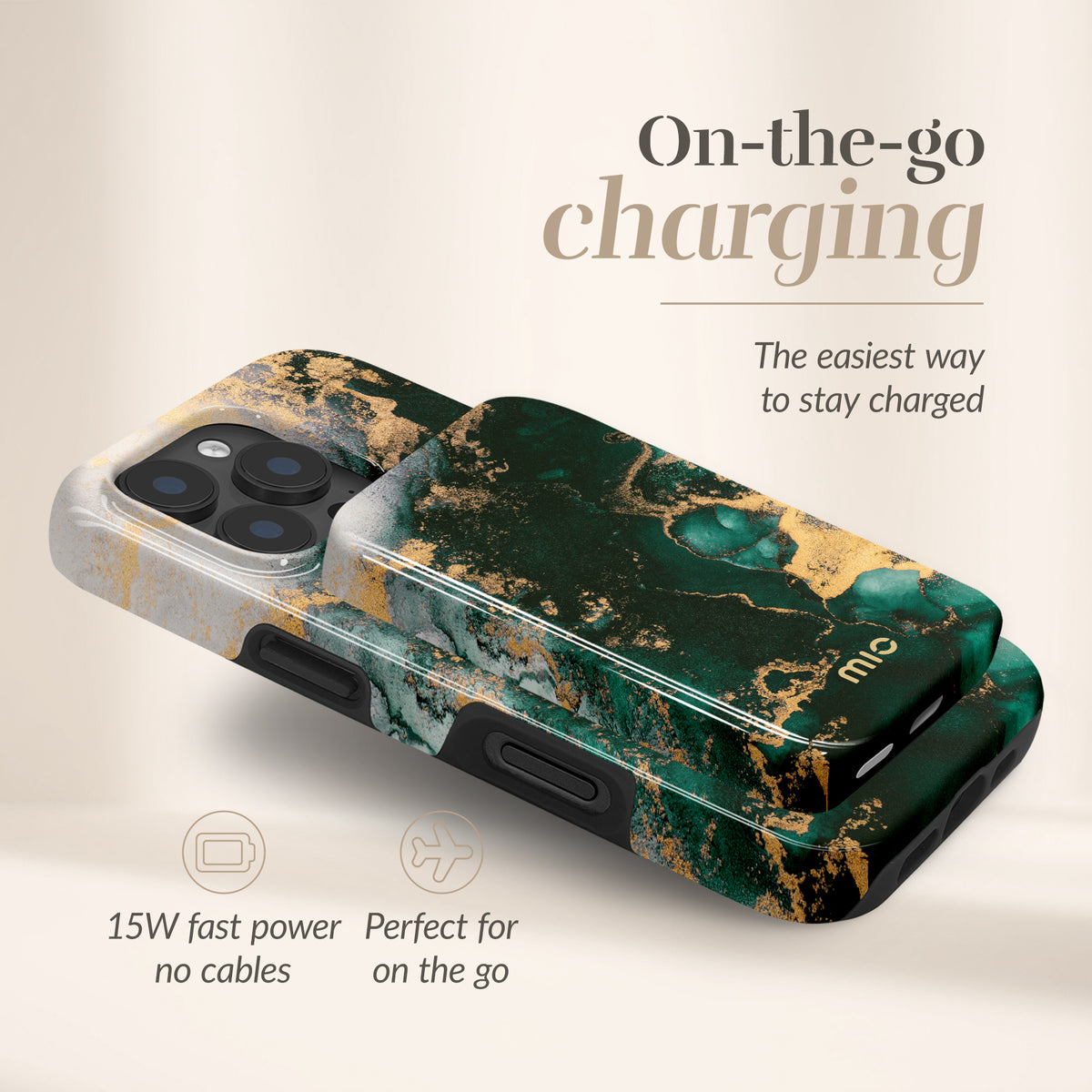 Mio By Mobilize Mio Powerbank 5000Mah With Double Sided Magsafe Compatibility Green Marble - Glossy