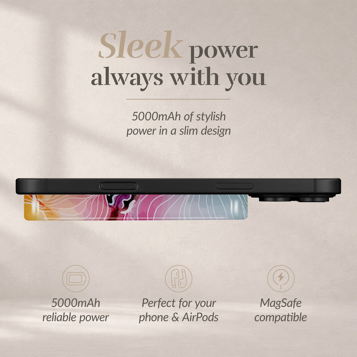 Mio By Mobilize Mio Powerbank 5000Mah With Double Sided Magsafe Compatibility Flowers - Glossy