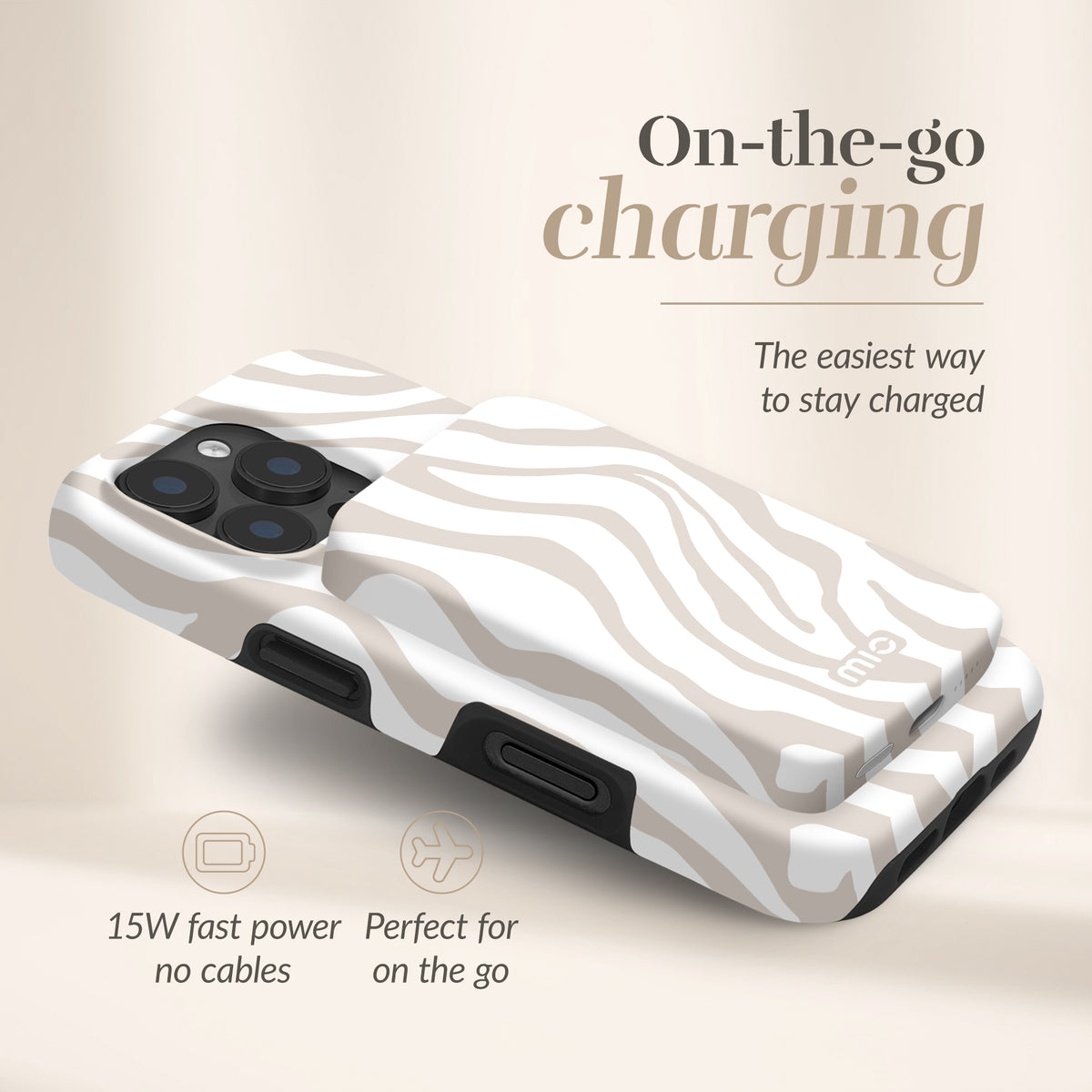 Mio By Mobilize Mio Powerbank 5000Mah With Double Sided Magsafe Compatibility Sandy Zebra - Matt