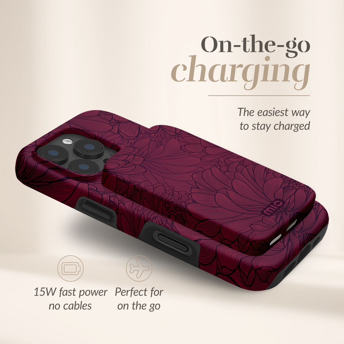 Mio By Mobilize Mio Powerbank 5000Mah With Double Sided Magsafe Compatibility Berry Blooms - Matt