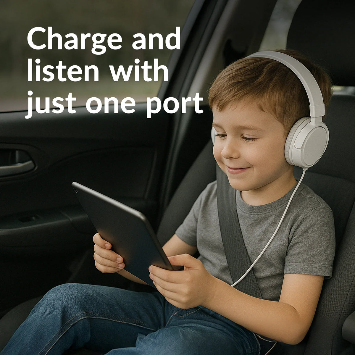 Mobilize Strong Nylon Usb-C Splitter For Audio And Charging 15Cm Black - Essentify