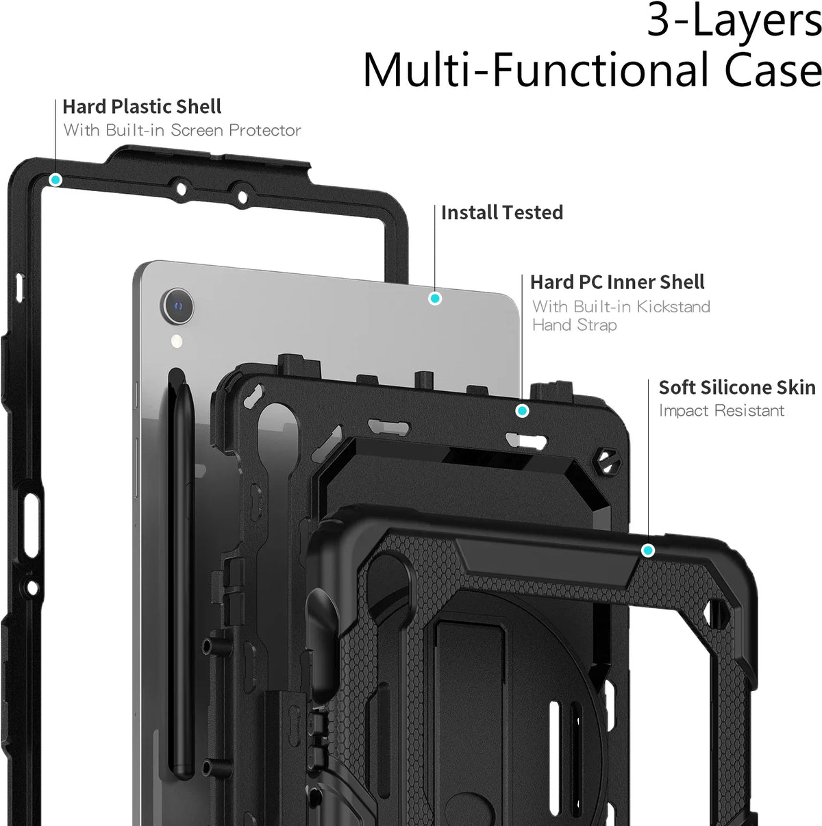 Xccess Survivor All-Round Case Samsung Galaxy Tab S10 Fe+ 13.1 Black (Screenless) - Essentify