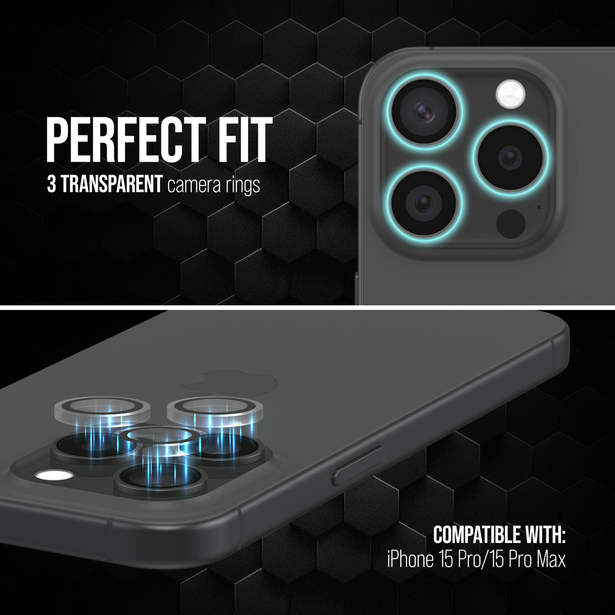 Striker Single Lens Glass Camera Protector - Transparent - Apple Iphone 15 Pro/15 Pro Max