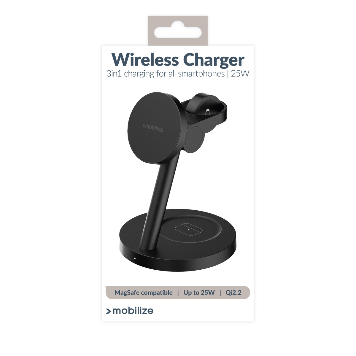 Mobilize 3In1 Charger Station Magsafe Compatible 25W Qi2.2 Black