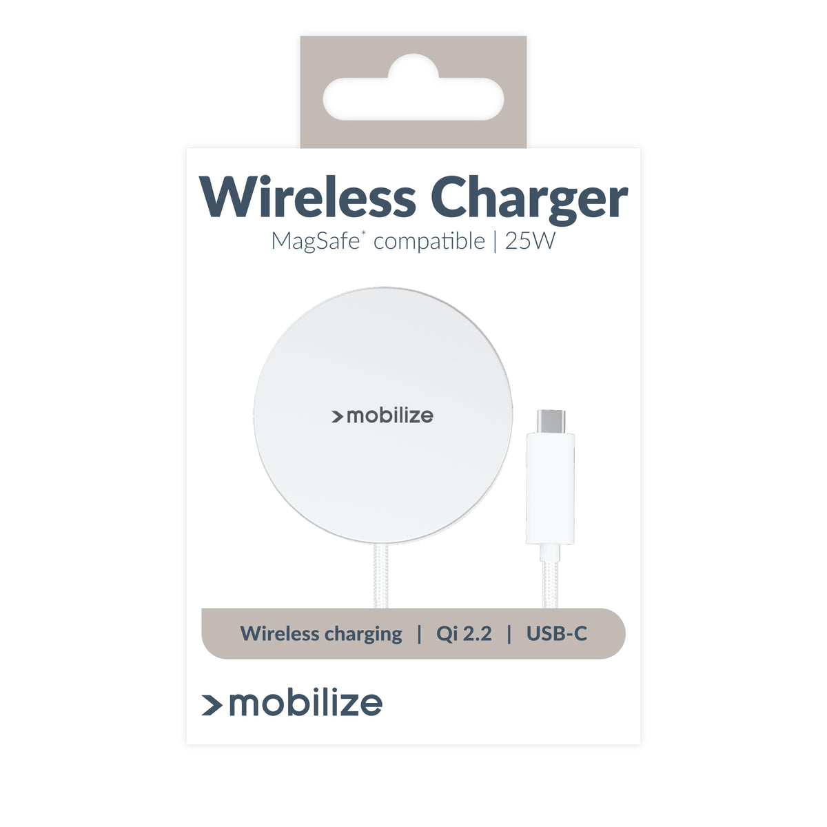 Mobilize Magnetic Wireless Charger Magsafe Compatible 25W Qi2.2 White Aluminium